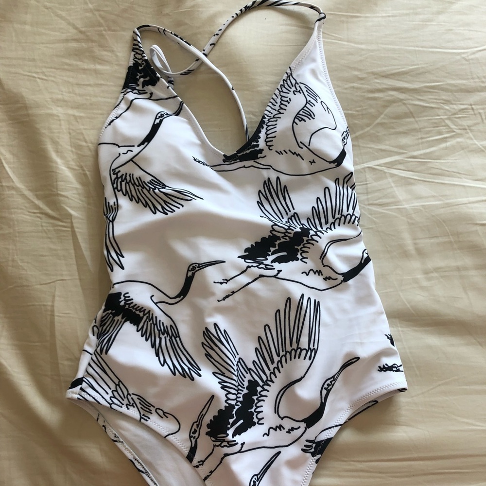 H&M One-piece crane print swimsuit
